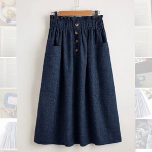 SHEIN Button Waist Linen Look Skirt